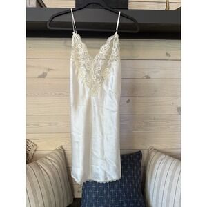 Vintage Rare Cacique Ivory Lingerie Sexy Lace Satin Coquette Bridal Slip Dress